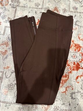 Athleta Brown High-Rise Leggings with Ankle Zips